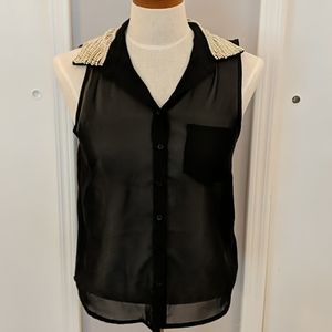 Sheer sleeveless black blouse